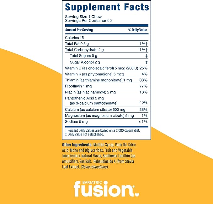 Bariatric Fusion Bariatric Calcium Chews D3 & 500mg | 60 Count