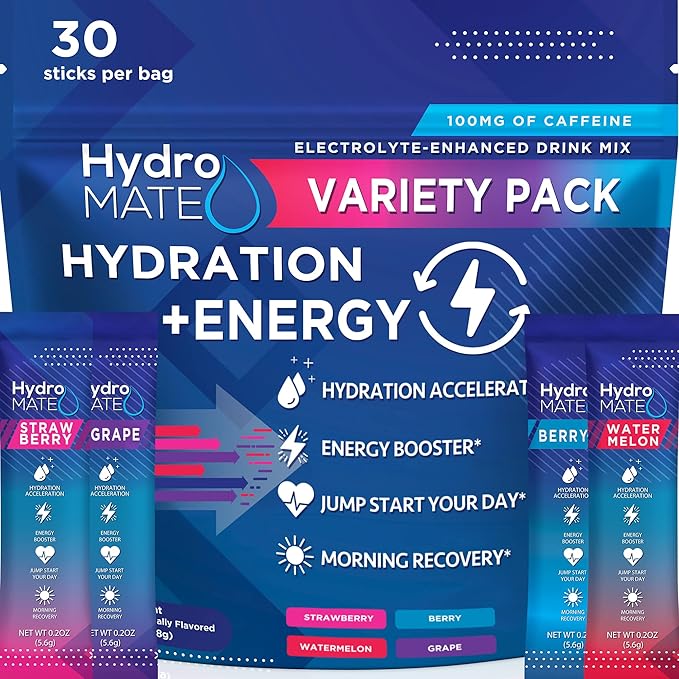 HydroMATE Electrolytes Powder Drink Mix Packets 30 Count