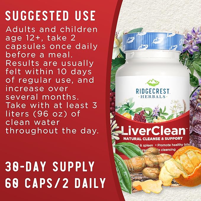 Ridgecrest Herbals LiverClean, Herbal Liver Support (60 Caps, 30 Serv)