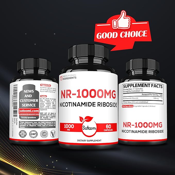 1000mg NAD Supplement with Nicotinamide Riboside NR - Cellular Support, Aging Health, Overall Wellness - 60 Count Supply for 30 Days