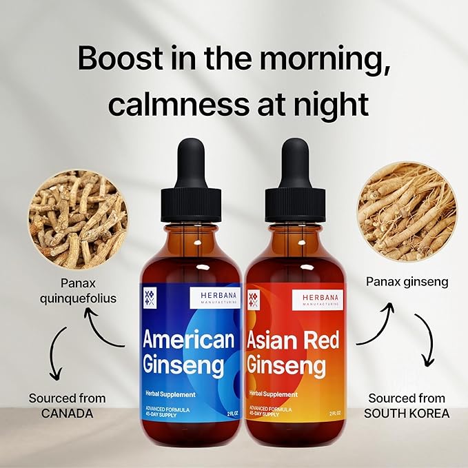 Asian Red Ginseng and American Ginseng (2 Pack)