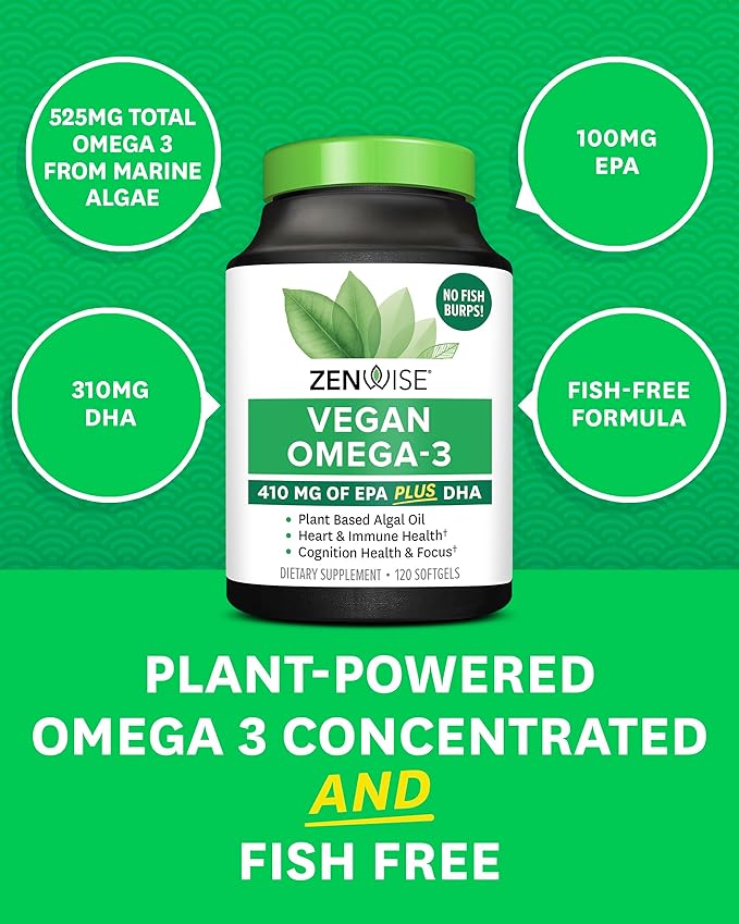 Zenwise Health Vegan Omega 3 Omega-3 from 120 Count