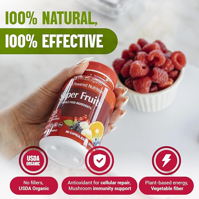 Organic Super Fruit & Veggies Supplement 23 Fruits 16 Vegetables (180 Count)