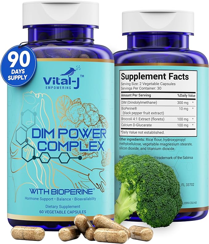 4-in-1 DIM Potent Complex 300mg - Estrogen Balance and Metabolism, Energy & Menopause Support Supplement with Bioperine (x4), Calcium and Broccoli Extract - for Women and Men 90 Servings