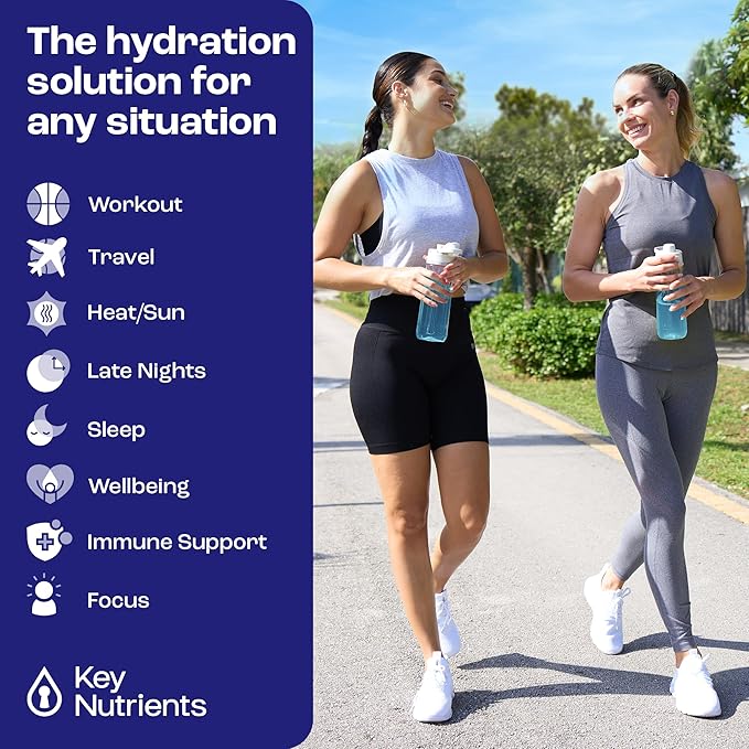 KEY NUTRIENTS Multivitamin Electrolytes Powder Packets - Delicious Blueberry Lemonade 40 Pack Hydration Packets - Travel Hydration Powder - No Sugar, No Calories, Gluten Free - Made in USA
