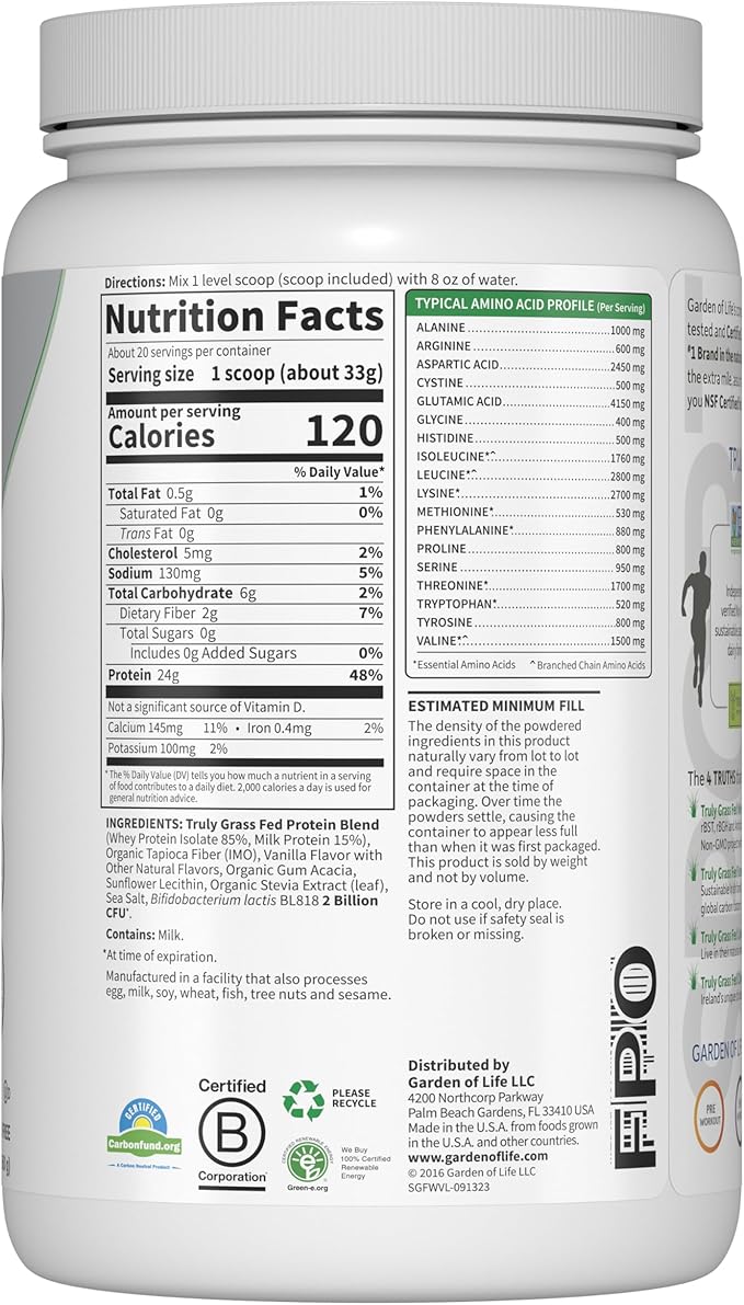 Garden of Life SPORT Whey Protein 24g Protein, 20 Servings
