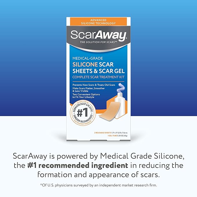 ScarAway Complete Scar Treatment Kit, Clinically (2) Tan (1.5" x 3") and (0.35 Oz),