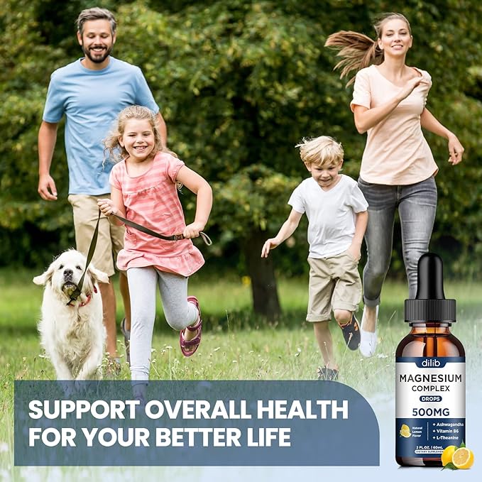 Triple Magnesium Complex Supplement-Liquid Magnesium Glycinate, 500mg with B6 for