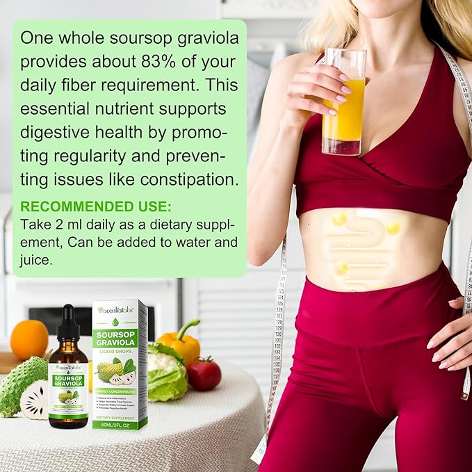 (2 Pack) Soursop Graviola Liquid Drop, Nature Soursop Extract Liquid for Cell Support & Regeneration, Immunity, Liver & Antioxidant, Easy to Absorption