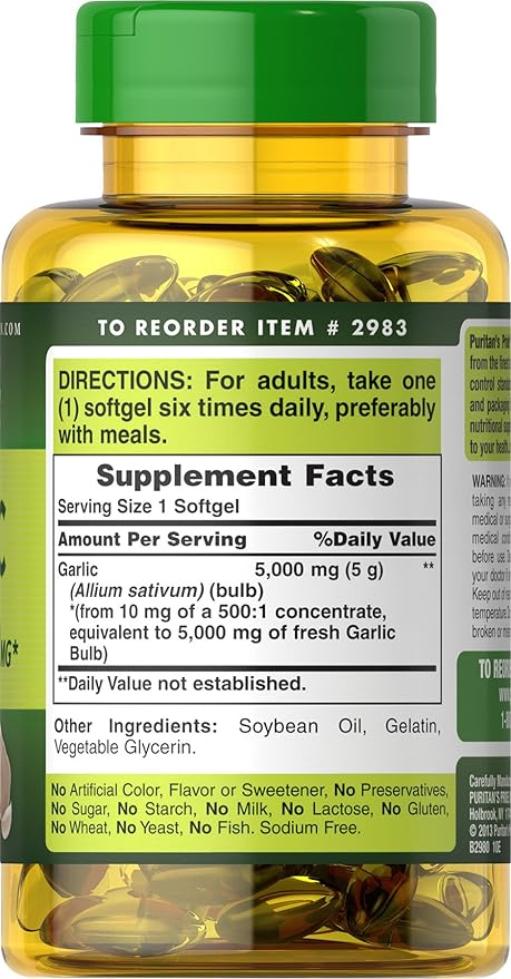 Puritan's Pride Garlic Oil, 5000 Mg, 250 Count