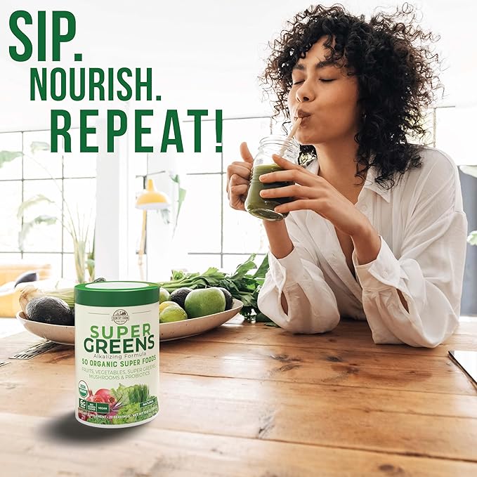 COUNTRY FARMS Super Greens Natural Flavor, 50 Organic 20 Servings, 10.6 Oz
