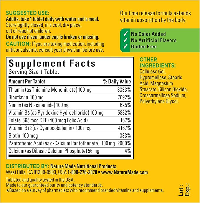 Nature Made Time Release Vitamin B-100 60 Time 60 Day