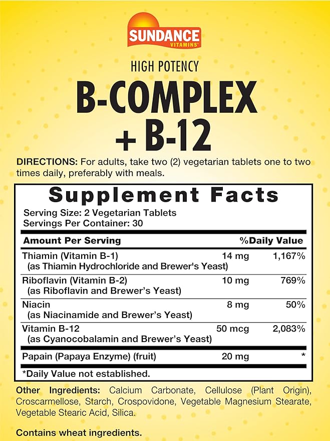 Sundance High Potency Vitamin B-Complex B-12 | 60 Tablets