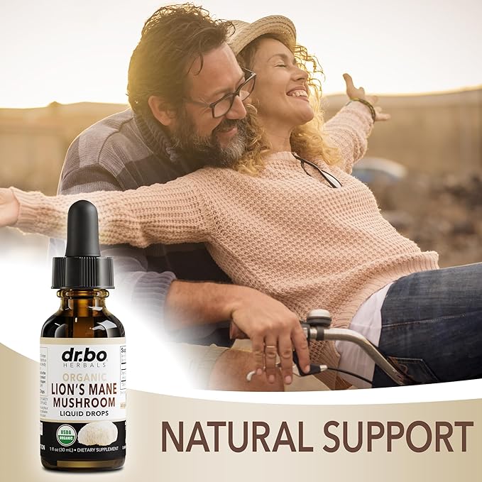Lions Mane Mushroom Supplement Drops - Organic Lion's Mane Mushroom Liquid Tincture for Focus, Fog, Brain Health Supplements - Vegan Herbal Nervine, Nootropic Organic Lions Mane Supplement Extract 1oz