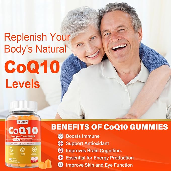 CoQ10 200mg Gummies, Coenzyme Q10 B6, B12 B12 for 120 Cts