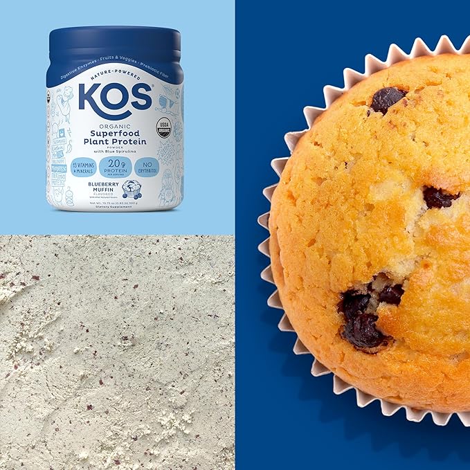 KOS Plant Based Protein Powder, Blueberry Muffin 10 Servings