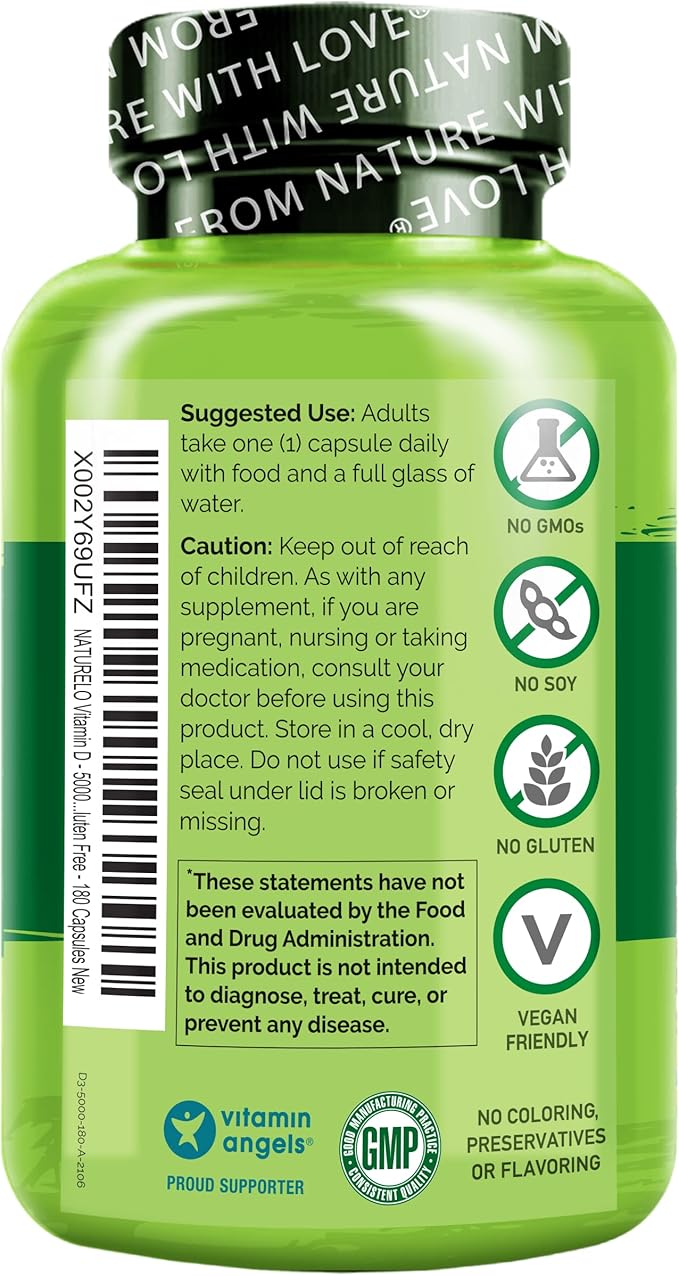 NATURELO Vitamin D 5000 IU D3 Supplement 180 Mini 2)