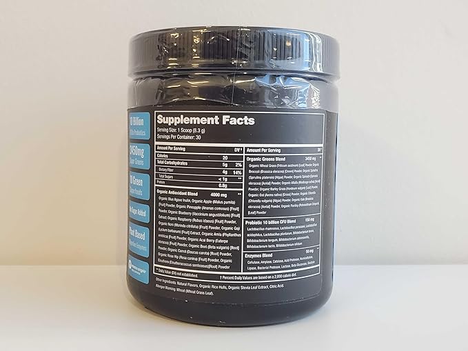 NutraChamps Super Greens Powder Premium Superfood | 20+ Organic Green Veggie Whole Foods | Alfalfa, Spirulina, Chlorella & More | Antioxidant, Digestive Enzyme & Probiotic Blends | Tropical