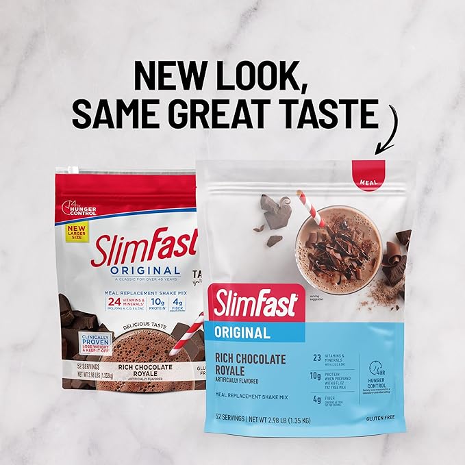 SlimFast Meal Replacement Powder, Original Rich 10g of 52 Servings