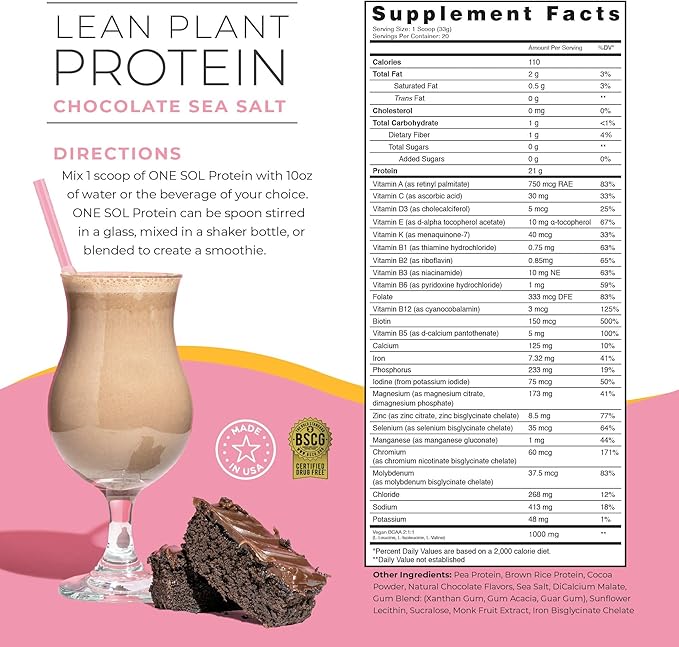 One Sol Lean Plant Protein Powder 100% Plant