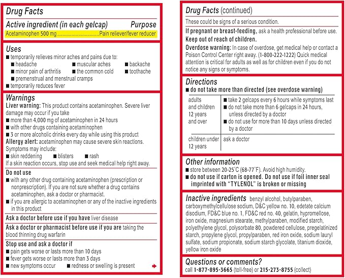 Tylenol Extra Strength Acetaminophen Rapid Release 100 ct