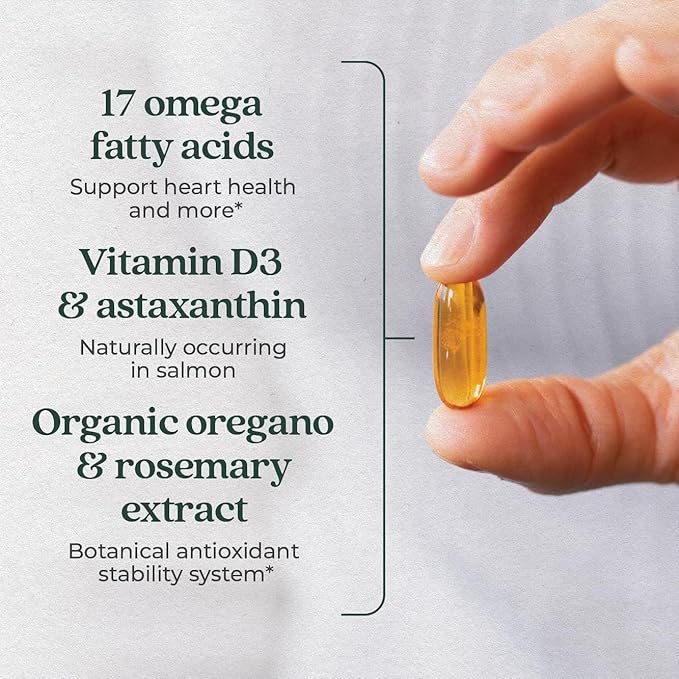 New Chapter Wholemega Fish Oil Supplement Omega-3 + D3 + 60 ct, 1000mg Softgels