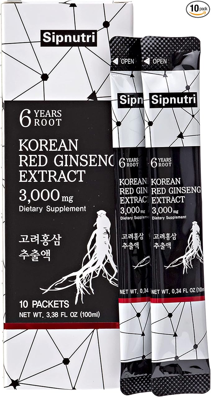 Korean Red Panax Ginseng Extract Liquid 3000 mg, 6 Years 10 ml 10 Packets