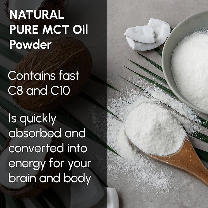 MCT Oil Powder 8 oz - Prebiotic Nutritional Supplements for Coffee Creamer, Quickly Fuel for Body and Brain