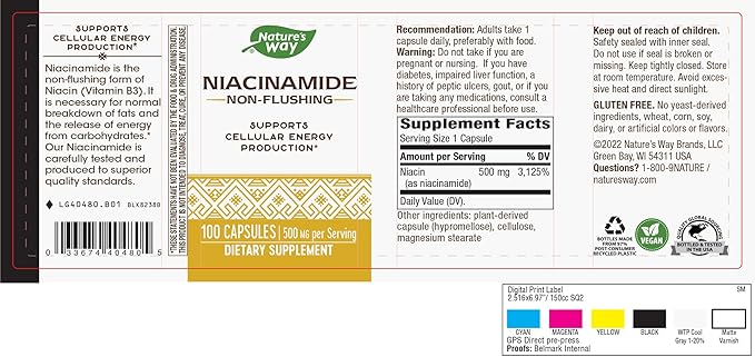 Nature's Way Niacinamide, Supports Cellular Energy*, 500mg per 100 Capsules