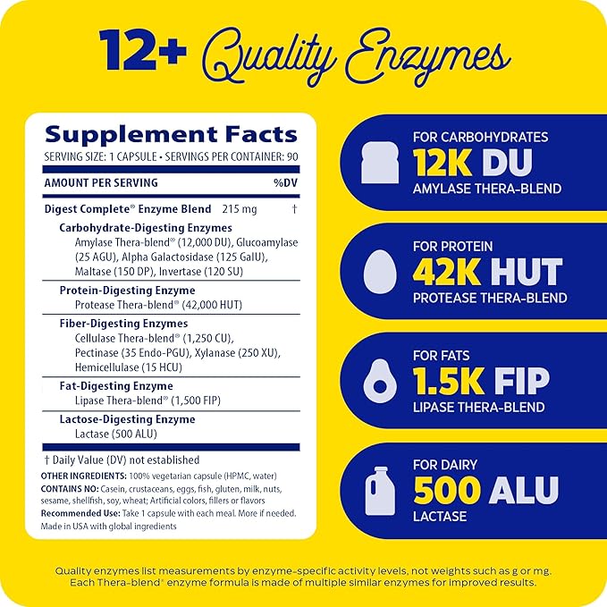 Enzymedica Digest, Full-Range, Everyday Digestive Enzymes, 90 Count