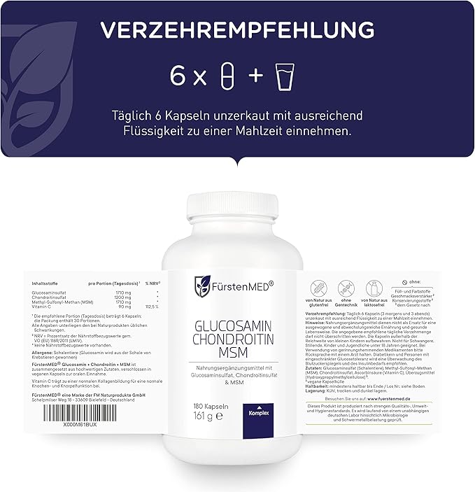 FürstenMED® Glucosamine Chondroitin MSM Supplement 180 Capsules