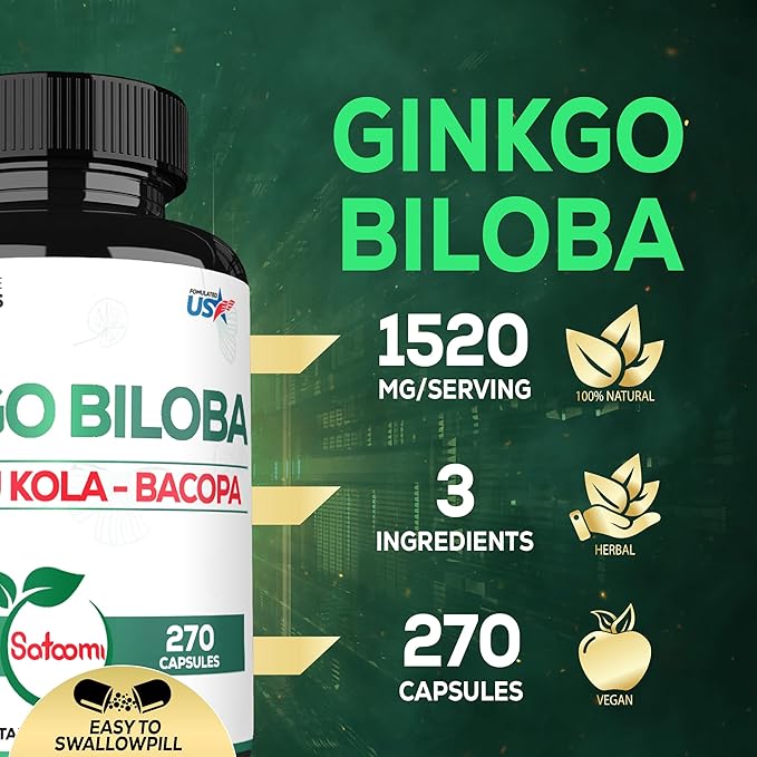 1520mg Ginkgo Biloba Supplements with Gotu 270 Capsules 3 Month