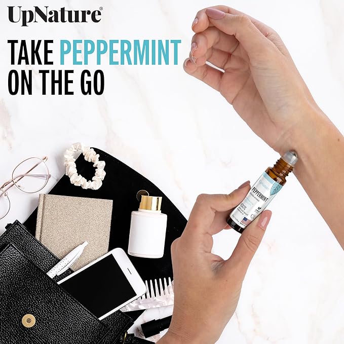 UpNature Peppermint Oil Roll On - Nausea Morning Sickness Relief for Pregnant Women - 100% Pure Peppermint Essential Oil - Pregnancy Must Haves