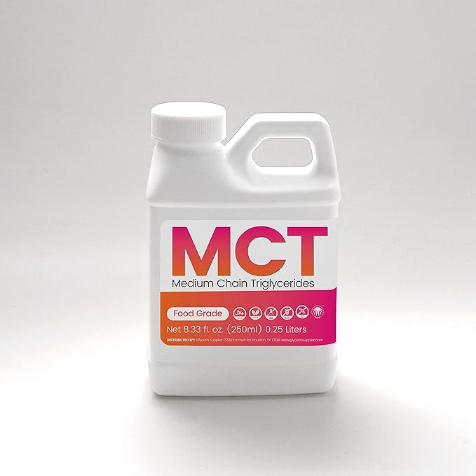 MCT Oil - 250mL (8.33 Oz.) Sustainable Palm Derived - USP Food Grade - Non GMO - Halal - for Sports Nutrition, Keto or Paleo Diet, Clean Energy, Extracts