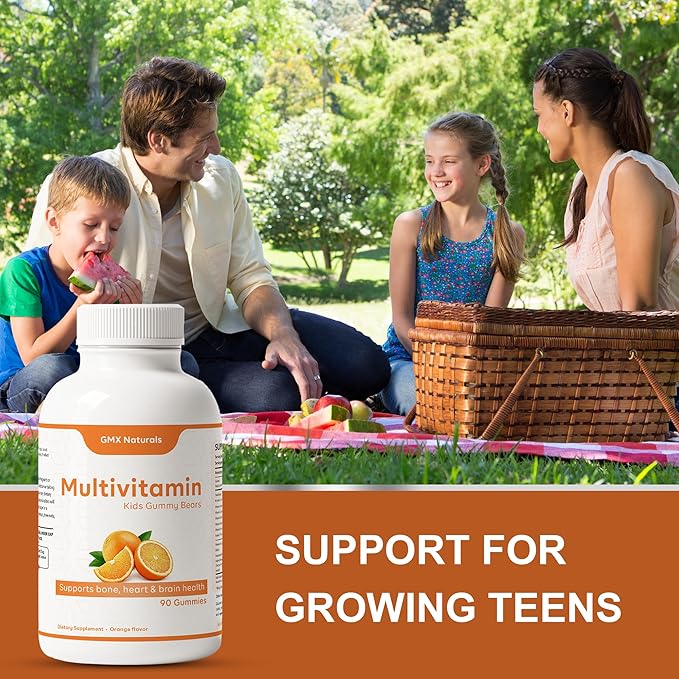 Kids Multivitamin Gummies (90 Count) | Kids Vitamins Gummies | Chewables Vitamin for Kids | Immune & Growth Support | Sugar & Gluten Free | Orange Flavour Gummies | 1 Month Supply