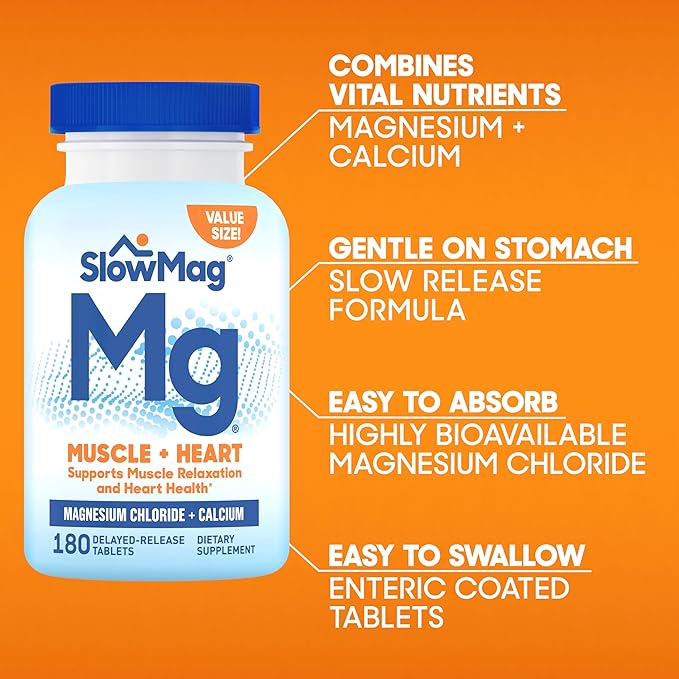 SlowMag Muscle + Heart Magnesium Chloride 180 Count