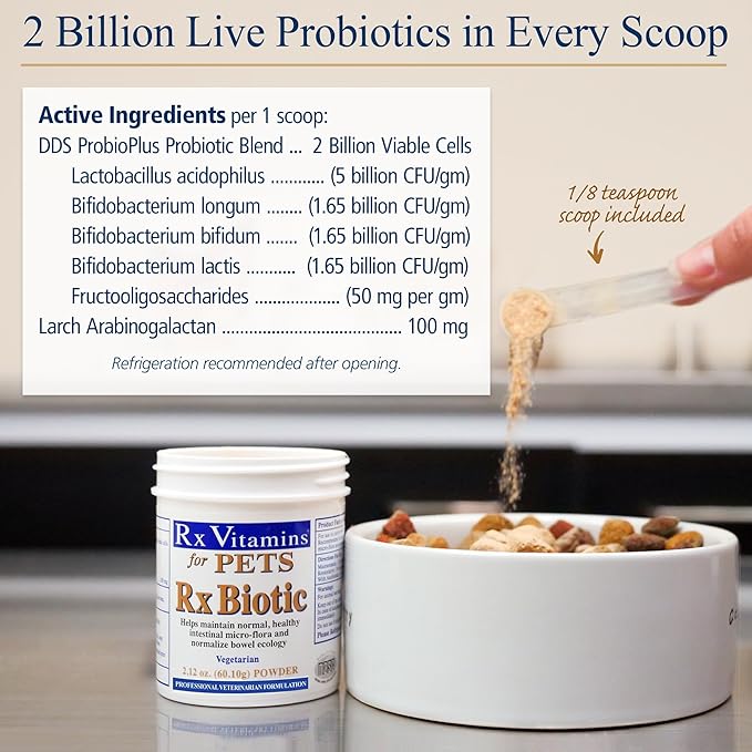 Rx Vitamins Rx Biotic Probiotics for Dogs & Cats - Digestive Supplement for Pets - 2.12 oz