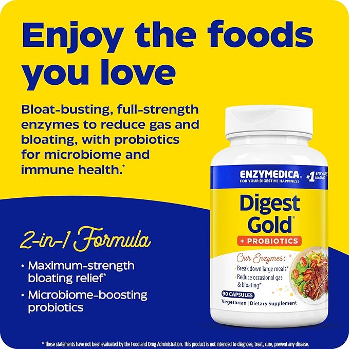 Enzymedica Digest Gold + Probiotics, 2-in-1 1.5 Billion 90 Count