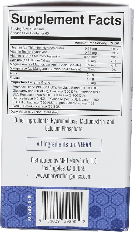 Mary Ruth's Ultra Digestive Food Enzymes Capsules, 60 CT