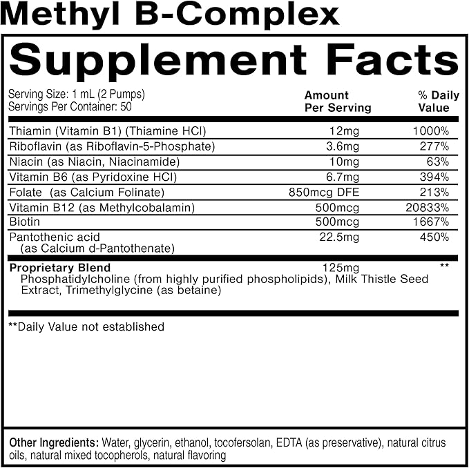 Quicksilver Scientific Methyl B Complex B12, Folate, B6, Riboflavin, B1, Niacin (50 ml)