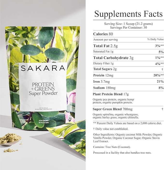 Sakara Protein + Greens Super Powder, 30 Servings