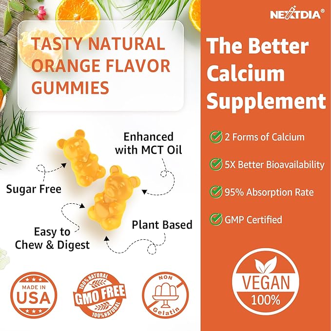 Calcium Gummies with Turmeric for Women & Men - Calcium 1200mg with Vitamin D3 K2 B12 5000 IU & Zinc, Suger-Free Calcium Supplement for Bone, Joint Strength & Immune Support - Vegan(120 Count)