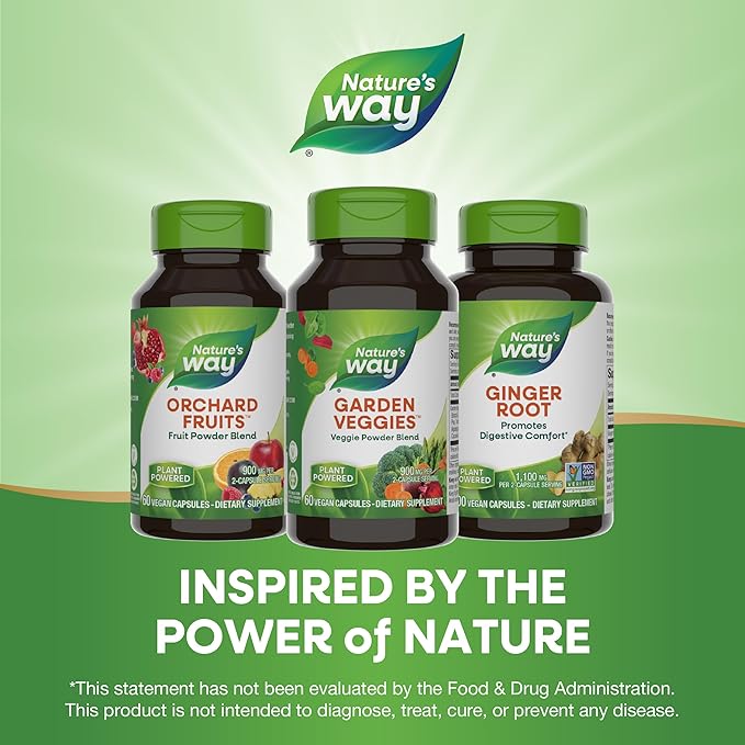 Nature's Way Daily Garden Veggies, Veggie 900mg per 2-Capsule Serving, 60 Capsules