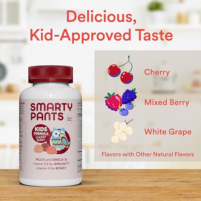 SmartyPants Kids Multivitamin Gummies: Omega 3 D3, C, B12, B6, B6, Vitamin 120 Count (30 Day