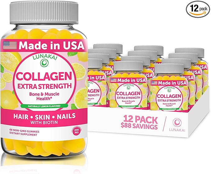 Collagen Gummies - Tastiest Proprietary Formula 200mg Hydrolyzed 12 Pack