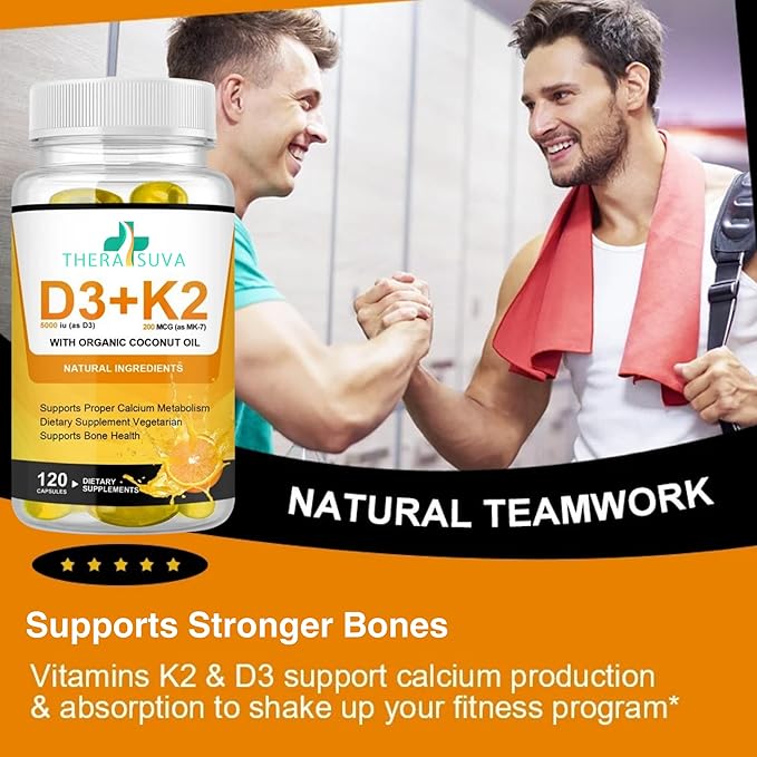 High Potency Vegan K2 (MK 7) 200mcg + D3 5000iu 5000iu w/Organic 120 SoftGels 60-Day Supply
