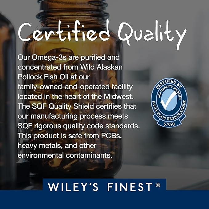Wiley's Finest Wild Alaskan Fish Oil Omega-3 Liquid 2300mg EPA Omega-3s - 8.45 Oz (50 Servings)