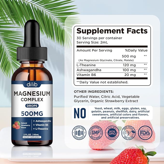 Triple Magnesium Complex Supplement-Magnesium Glycinate, Citrate, 500mg with B6 for