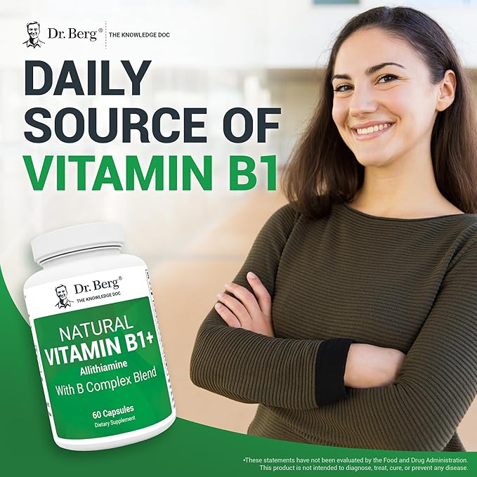 Dr. Berg Natural Vitamin B1 B6 B12 Complex B1 Supplement 8 Essential 60 Capsules