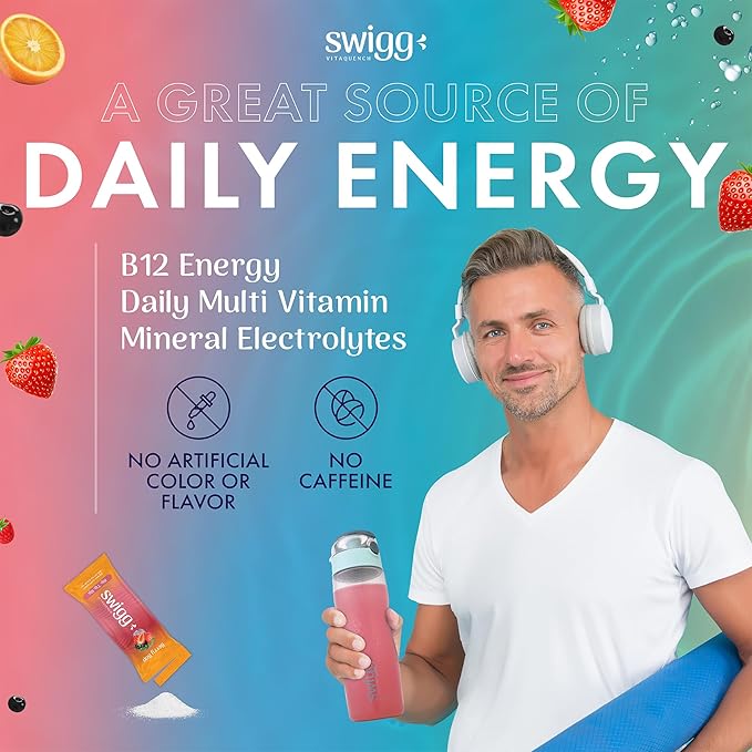 Electrolytes Powder Packets Daily Multi Vitamin 2500 mcg B12, C B6, Folate,